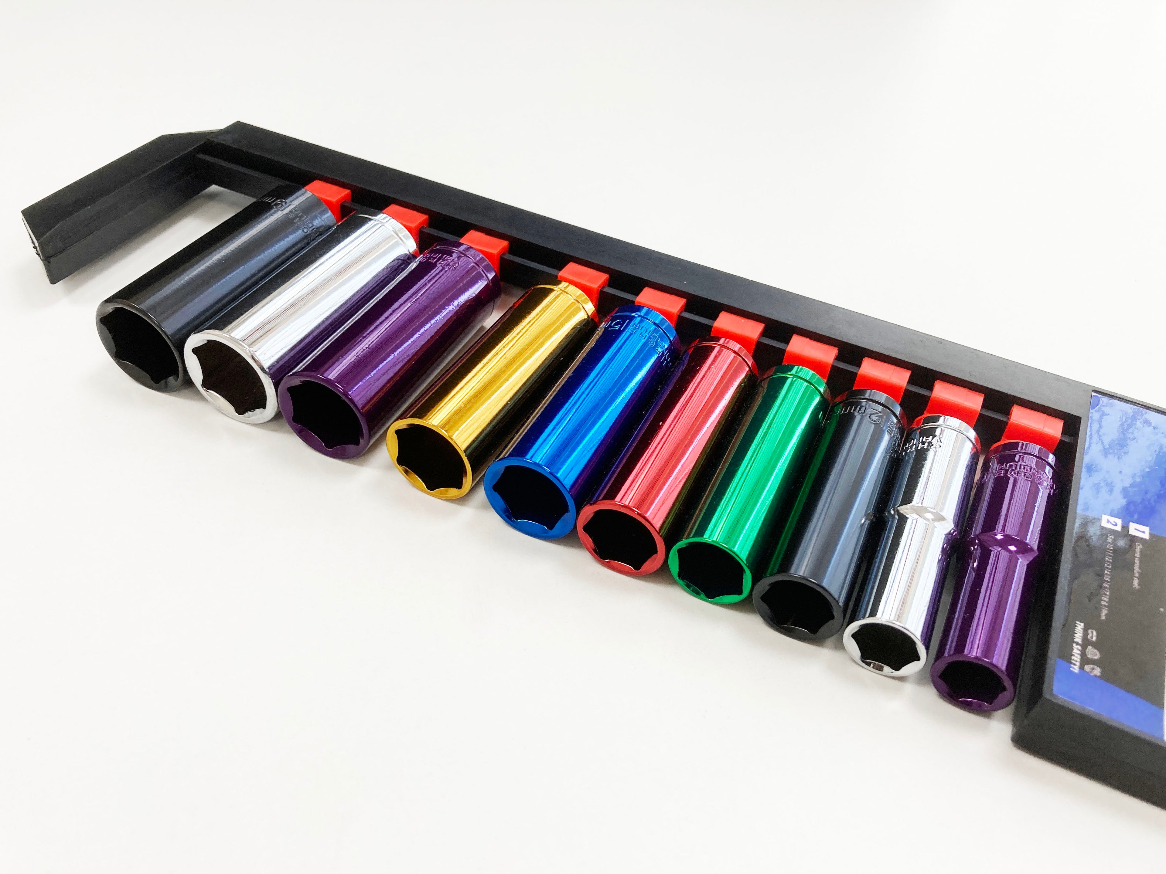 COLOURED 10PC 3/8'' MM DEEP CRV SOCKETS 10-19mm SS315