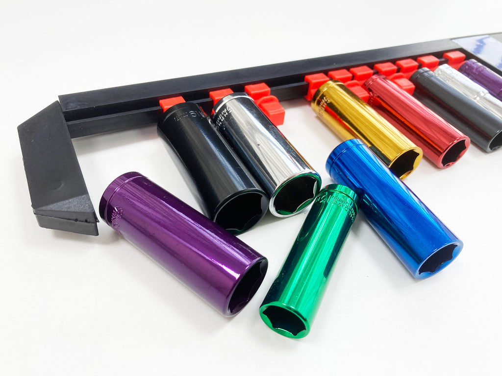 COLOURED 10PC 3/8'' MM DEEP CRV SOCKETS 10-19mm SS315
