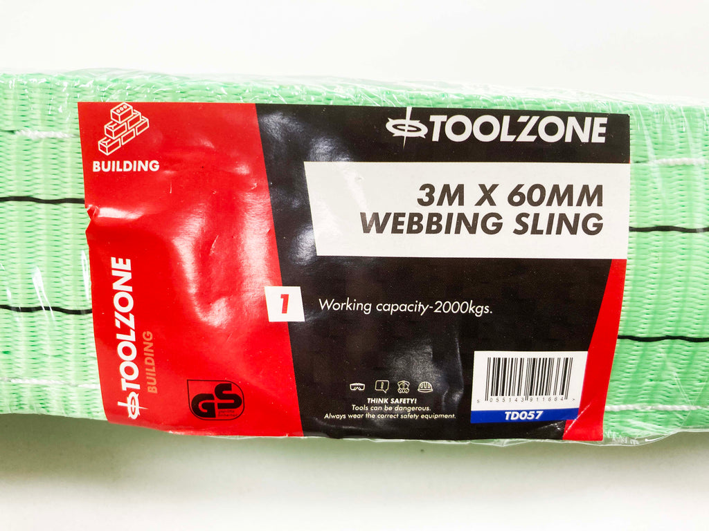 3M X 60MM 2000KG WEBBING SLING TOWING LIFTING GREEN TD057