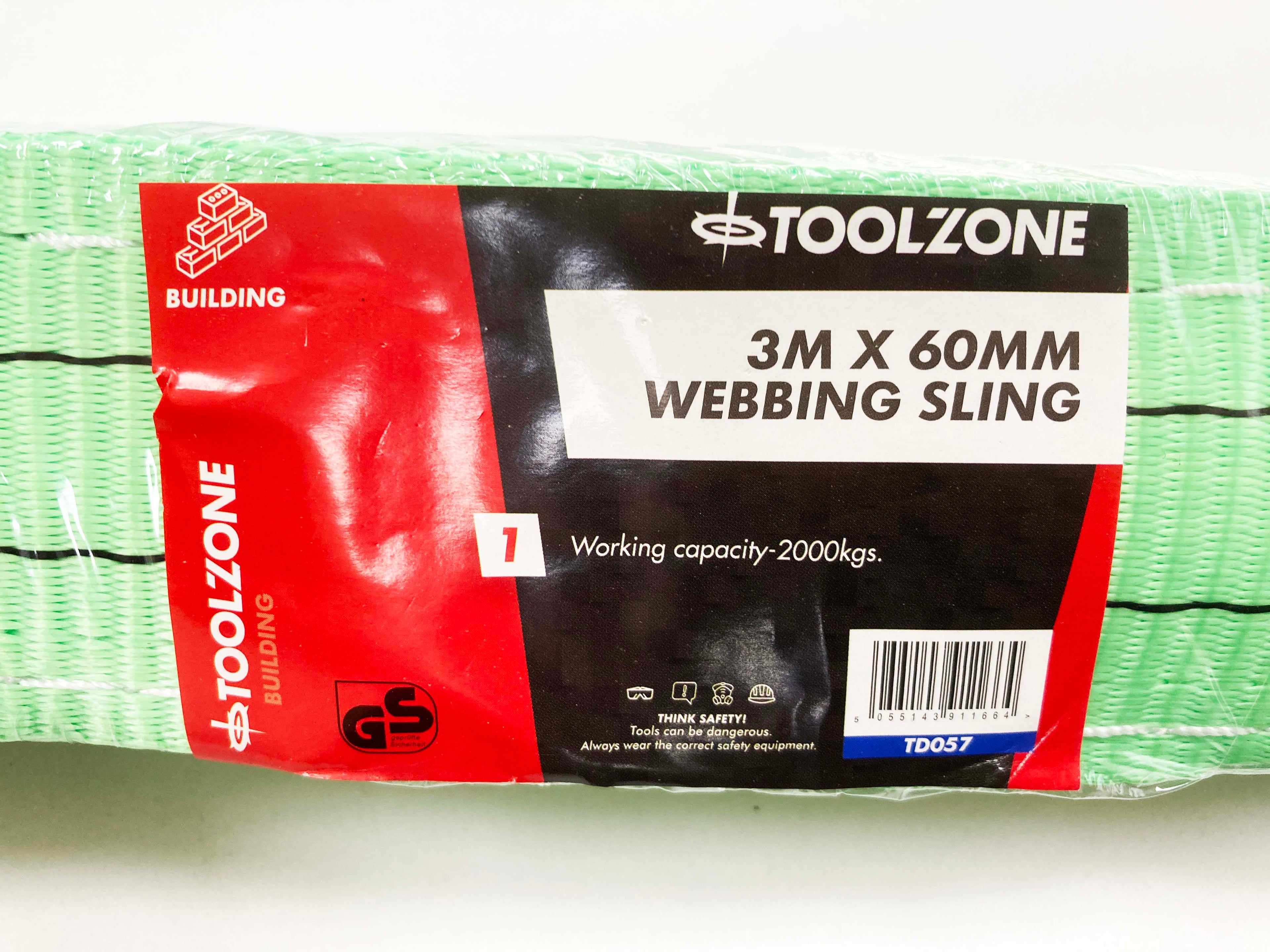 3M X 60MM 2000KG WEBBING SLING TOWING LIFTING GREEN TD057