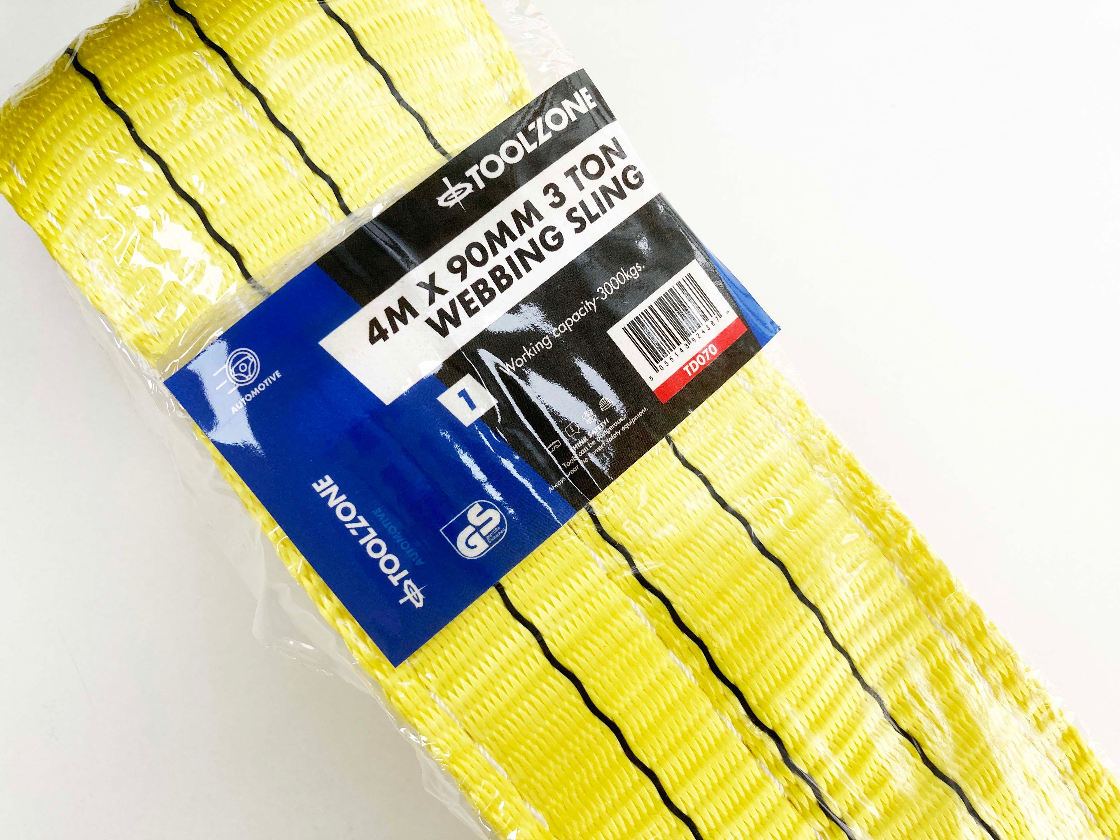 4M X 90MM 3 TON WEBBING SLING tow lifting Yellow TD070