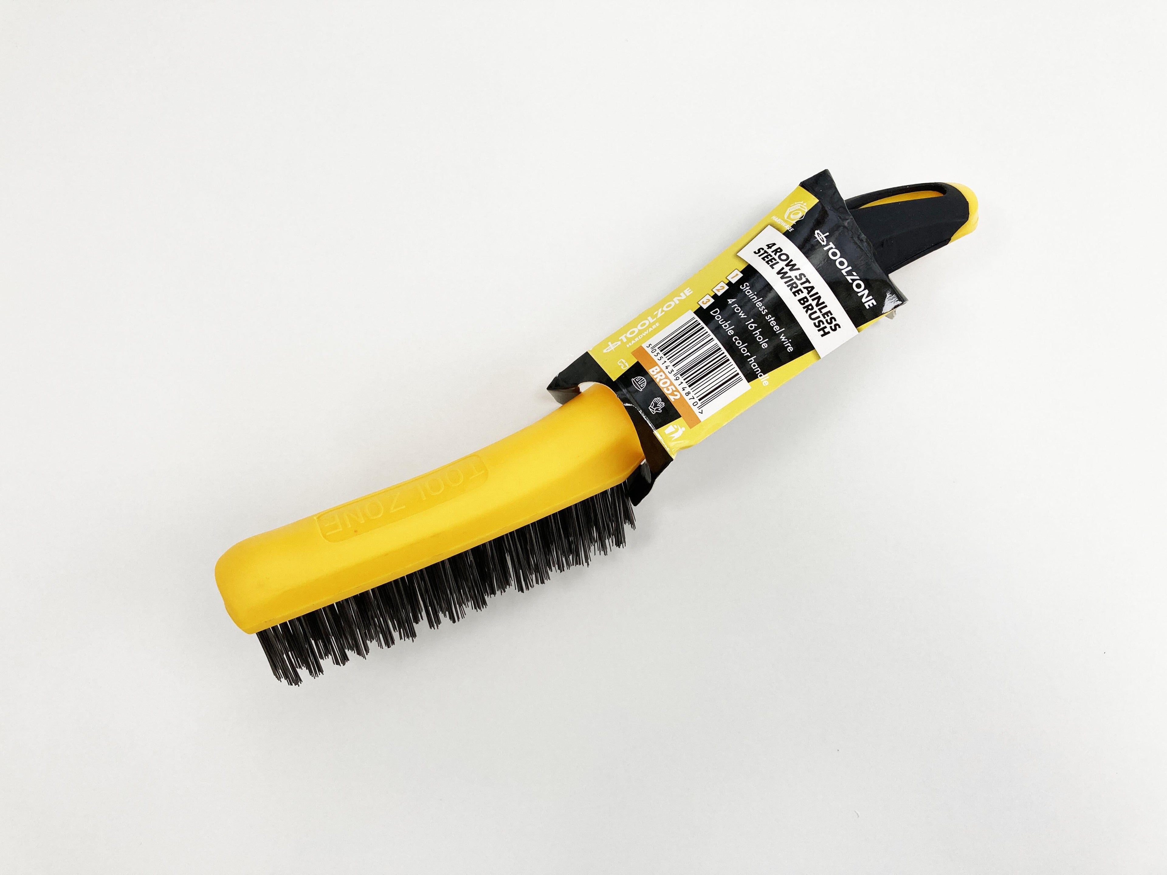 STAINLESS STEEL WIRE BRUSH WITH HARD PLASTIC HANDLE