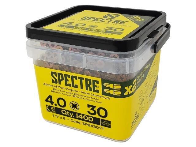 Spectre 4.0 x 30mm Tub 1400 PZ Compatible Wood Screw CSK ZYP