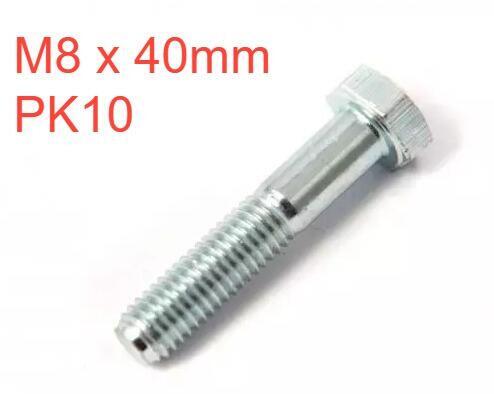 High Tensile Bolt M8 x 40mm Bag 10,  8.8 Grade Steel ZP