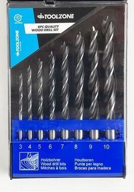 8Pc Quality Wood Drill Bit Set in Storage Case