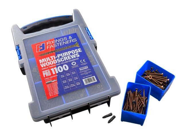 Multi-Purpose Wood Screw Kit, 1100 Piece + 2 x PZ2 Bits