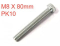 M8 x 80mm Bag 10 High Tensile Set Screw Bolt ZP