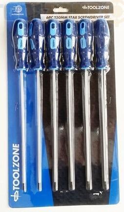 6Pc 250Mm Star Screwdrivers Set Long Handle T10-T30