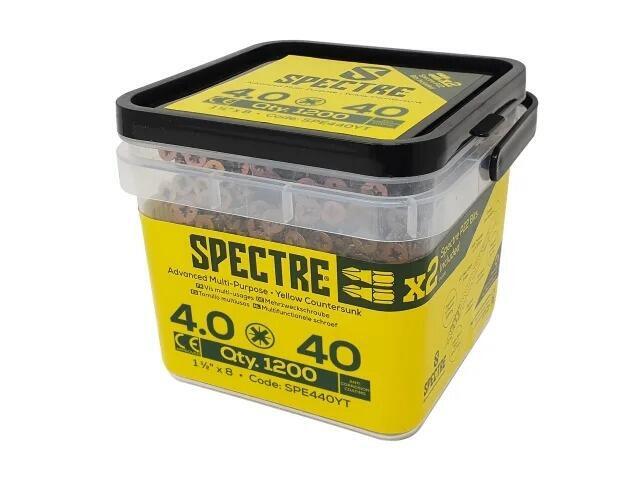 Spectre 4.0 x 40mm Tub 1200 PZ Compatible Wood Screw CSK ZYP