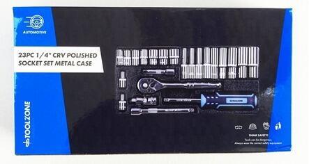 24Pc 1/4" Crv Polished Socket Set In Metal Case