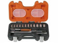 BAHCO S160 16 Piece 1/4" Sq. Drive Mini Ratchet, Hex Sockets & Extension Bar Set