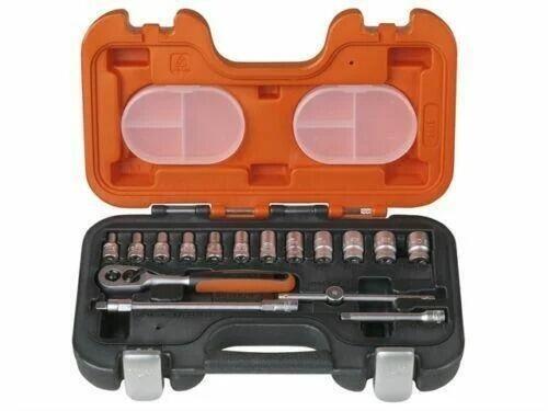 BAHCO S160 16 Piece 1/4" Sq. Drive Mini Ratchet, Hex Sockets & Extension Bar Set