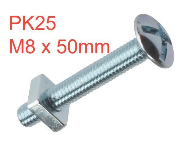PK25 ROOFING BOLTS M8x50mm WITH NUTS