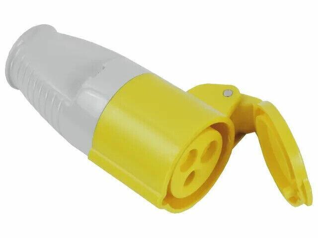 Faithfull FPPCOUP110 110v Coupling Socket 16A  Trailing Leads ROUND 3 PIN YELLOW