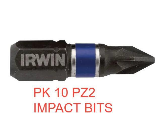 IRWIN Impact Pro  PZ2 25mm (Pack 10) Performance Screwdriver Bits