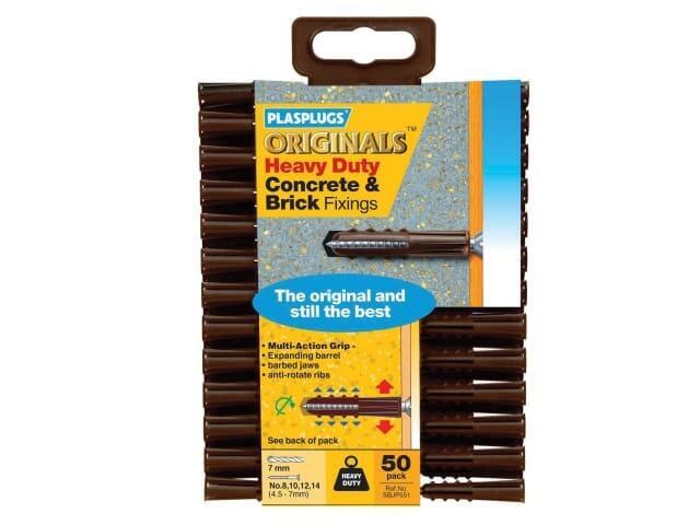 PLASPLUGS BROWN Originals Heavy-Duty Fixings (Pack 50)
