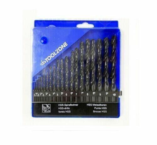 19 piece HSS Drill Bit Set Metric 1mm - 10mm For Metal Steel Wood Plastic