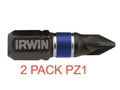 IRWIN Impact Pro PZ1 25mm (Pack 2) Performance Screwdriver Bits