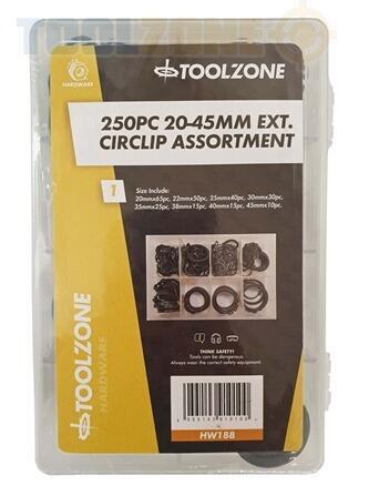 250Pc 20-45mm External Circlip Assortment Pack
