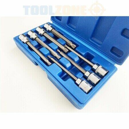 7 PIECE CRV SPLINE BIT SET 3/8" DRIVE SOCKET M4 M5 M6 M7 M8 M9 M10  extra long