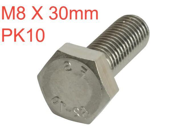 High Tensile ZP M8 x 30mm Bag 10 Set Screw Bolt