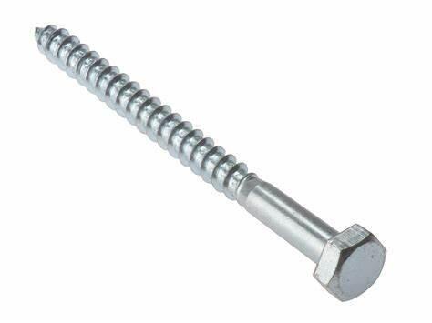 M6 x 150mm COACH SCREW BOLT HEX HEAD ZINC PLATED